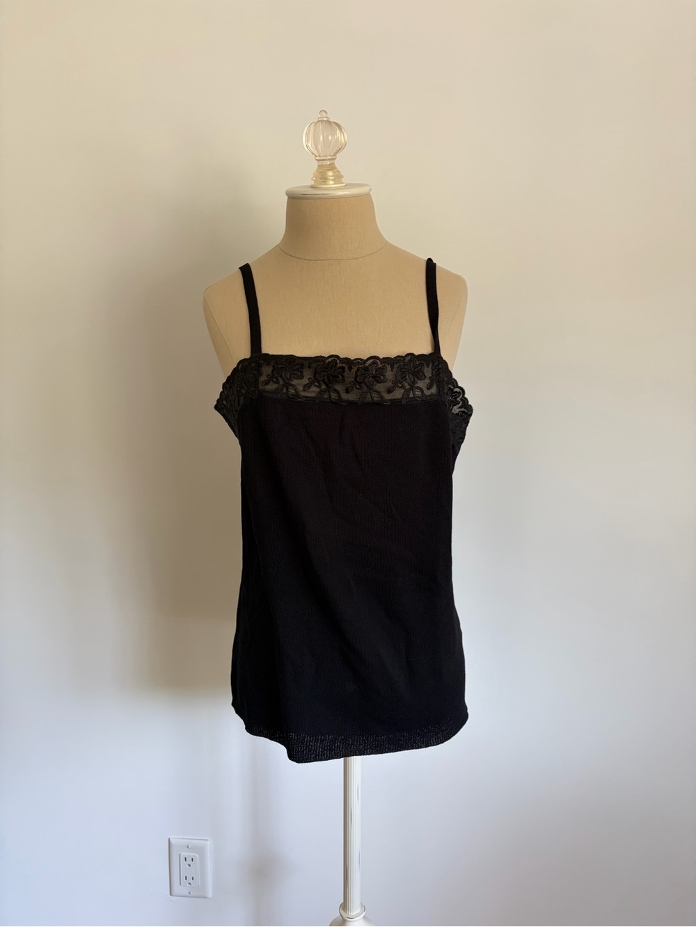 Chicos Camisole Black Lace Square Neck Adjustable 2